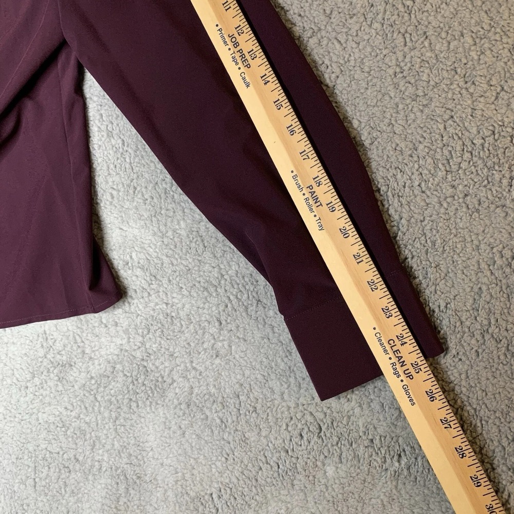 Calvin Klein L Women Purple Long Sleeve Button Up Collared Shirt Ruched Gem Tone - Picture 8 of 8